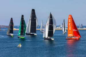 Catamarans racing in the sea