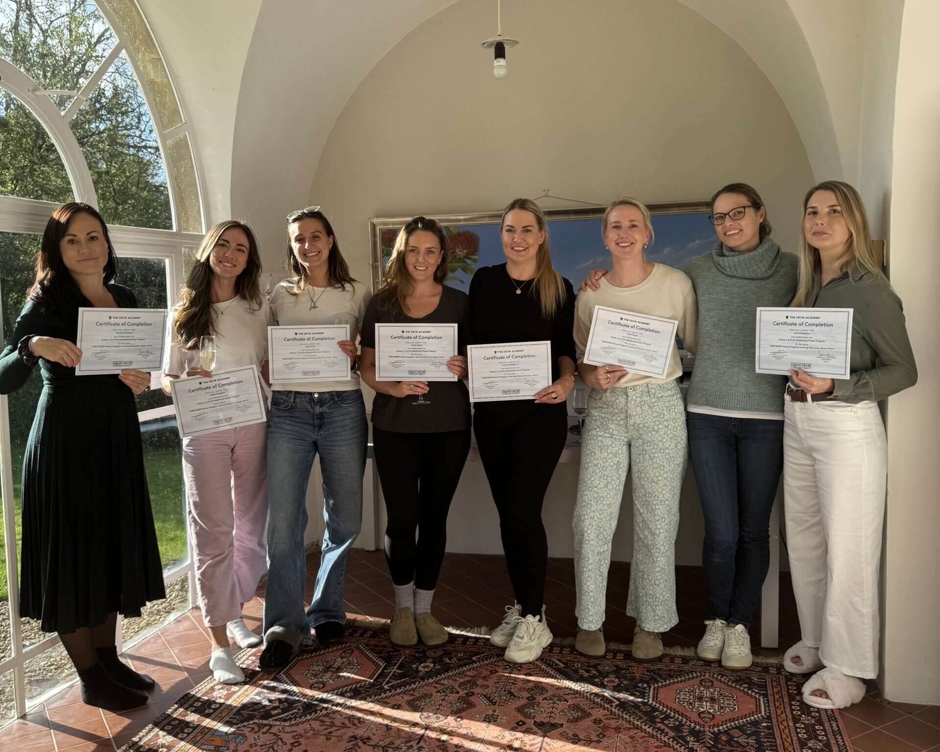 Residential Purser students on graduation day  at Tilton House